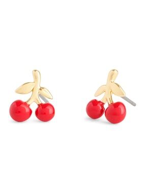 New Coach Gold and Red Vintage Cherry Earrings